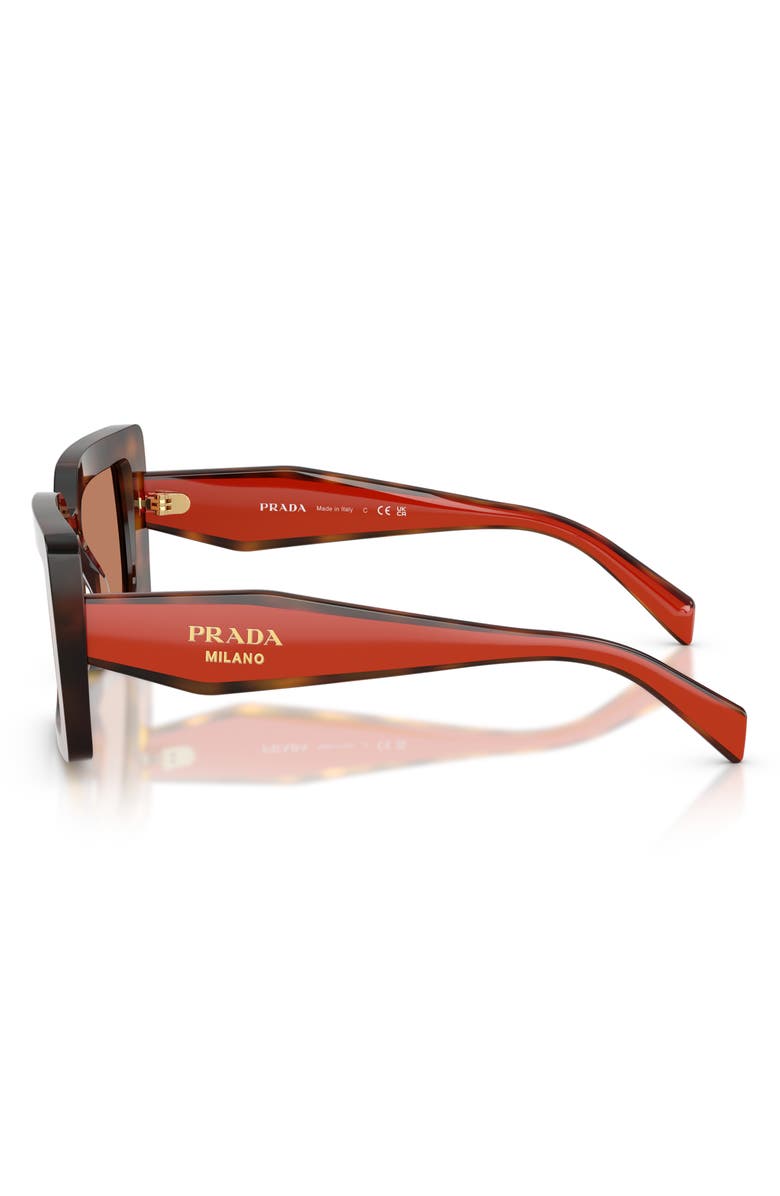 Prada 52mm Rectangular Sunglasses, Alternate, color, Juniper Tortoise / Brown