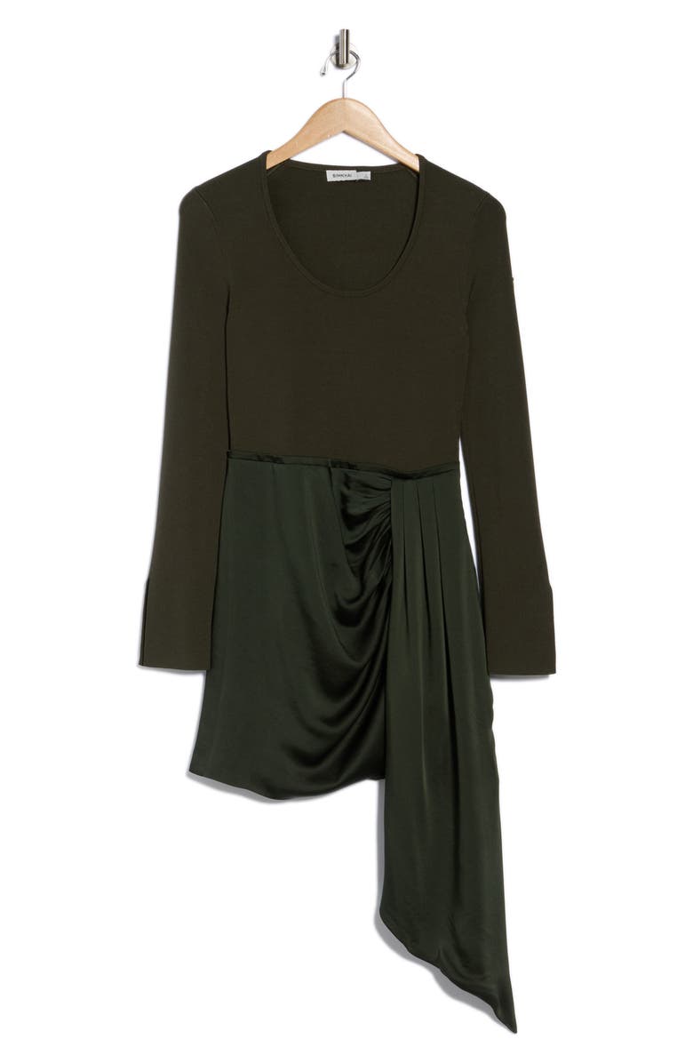 Simkhai Springer Long Sleeve Mixed Media Dress, Alternate, color, Moss