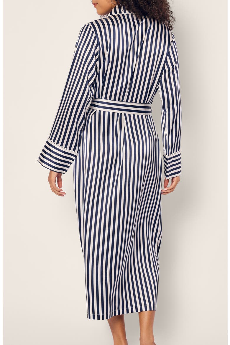 Bengal Stripe Silk Robe, Alternate, color, NAVY