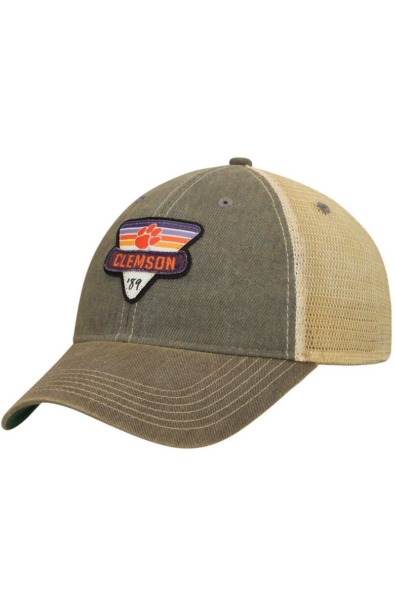 LEGACY ATHLETIC Men's Gray Clemson Tigers Legacy Point Old Favorite Trucker Snapback Hat, Main, color,