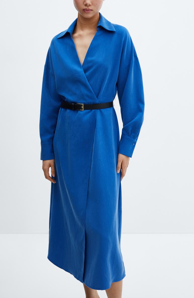 MANGO Belted Long Sleeve Shirtdress, Alternate, color, 