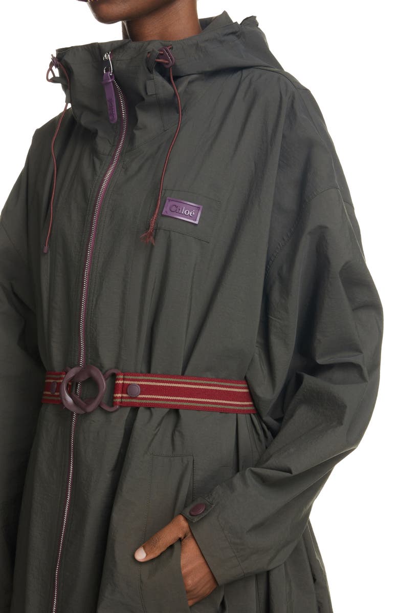 Chloé Hooded Three-Quarter Raincoat, Alternate, color, 