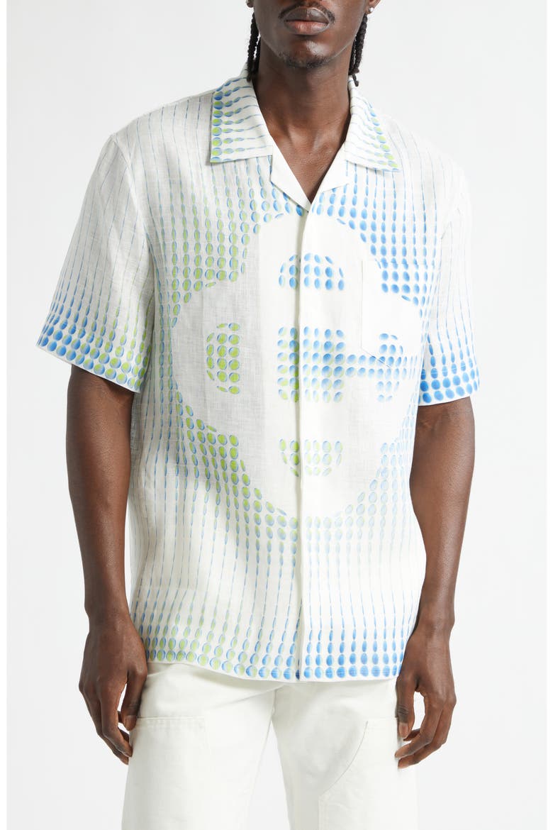 Dots Linen Camp Shirt, Main, color, DOTS