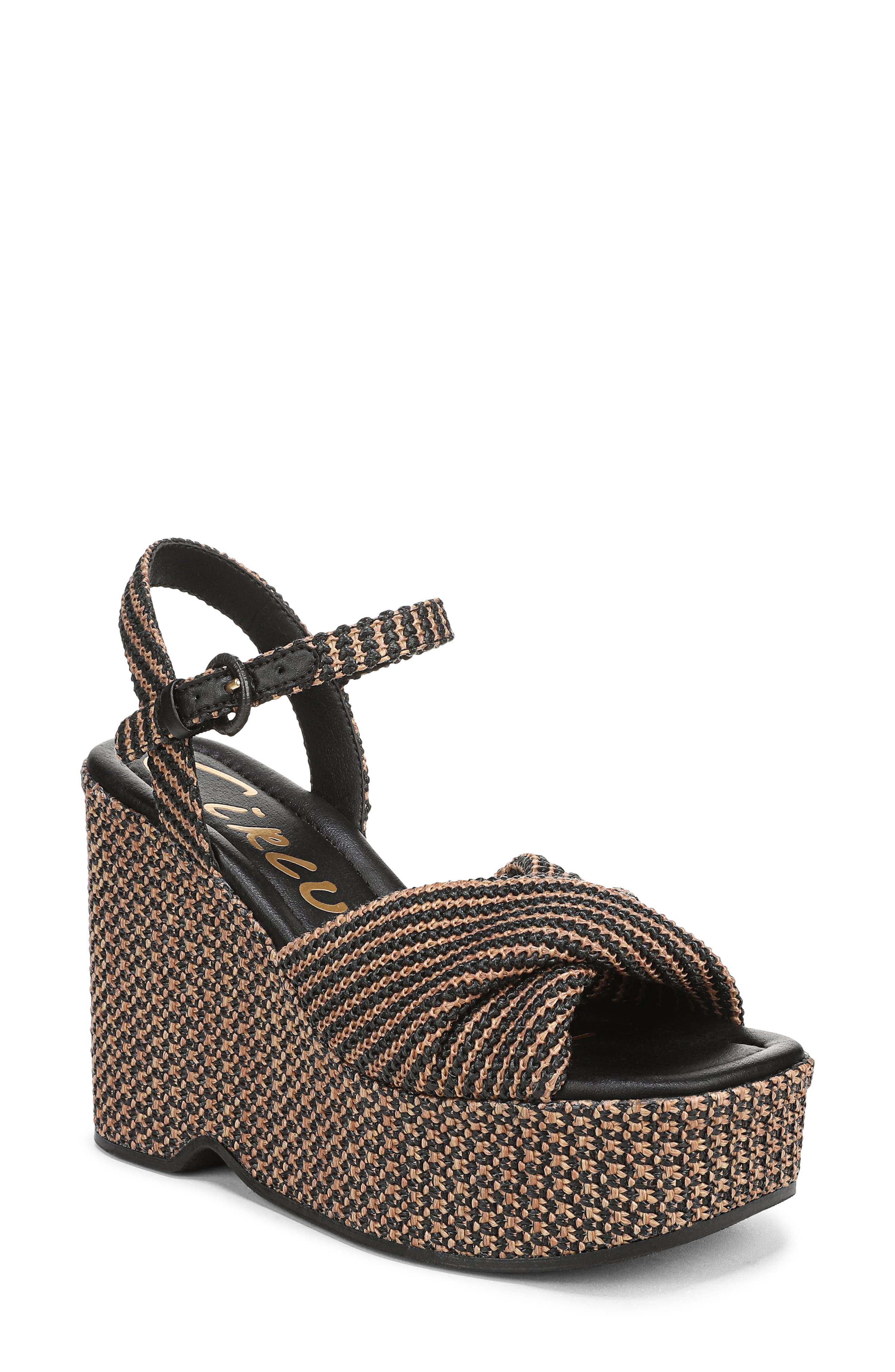 Circus NY by Sam Edelman Joanne Ankle Strap Platform Wedge Sandal, Main, color, Black/ Rich Cognac
