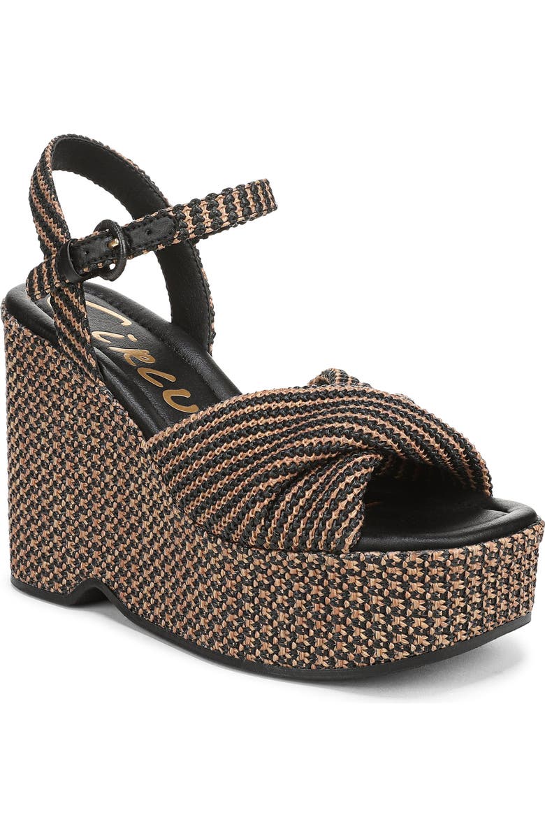 Circus NY by Sam Edelman Joanne Ankle Strap Platform Wedge Sandal, Main, color, Black/ Rich Cognac