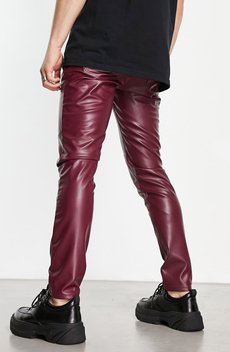 ASOS DESIGN Faux Leather Skinny Jeans, Alternate, color,