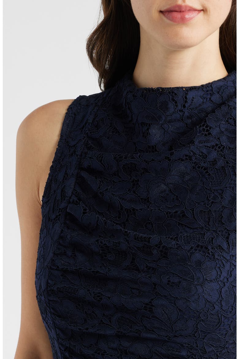Lace Sleeveless Sheath Midi Dress, Alternate, color, NAVY