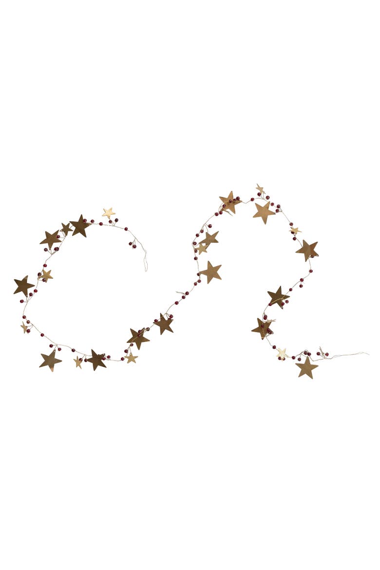 Brass Star Garland with Glass Beads, Main, color, Red and Gold
