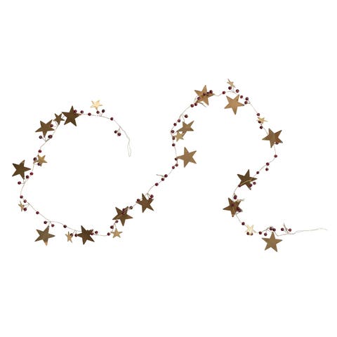 Brass Star Garland with Glass Beads