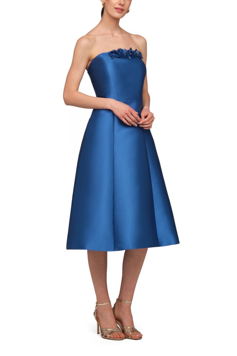 Livia Strapless Satin Cocktail Dress, Alternate, color, SPRING BLUE