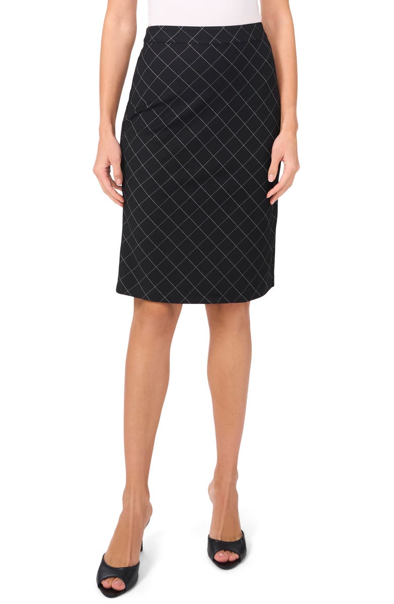 Halogen<sup>®</sup> Print Ponte Pencil Skirt, Main, color, Rich Black