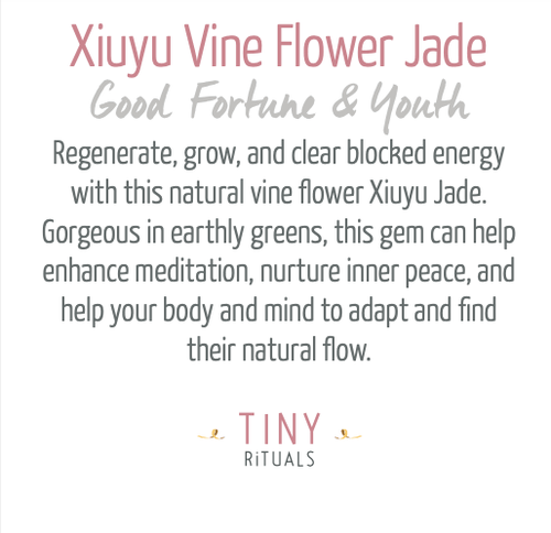 Tiny Rituals Natural Vine Flower Xiuyu Jade Energy Bracelet In Earthy Green