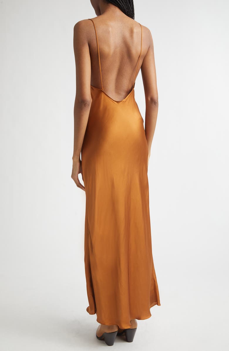 Isabel Marant Nevana Satin Slipdress, Alternate, color, Caramel