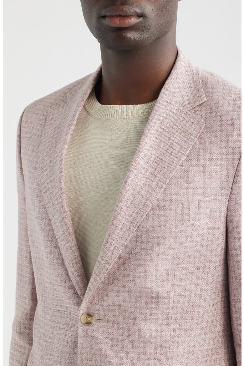Hyperlight Soft Pink Check Linen Blend Sport Coat, Alternate, color, PINK