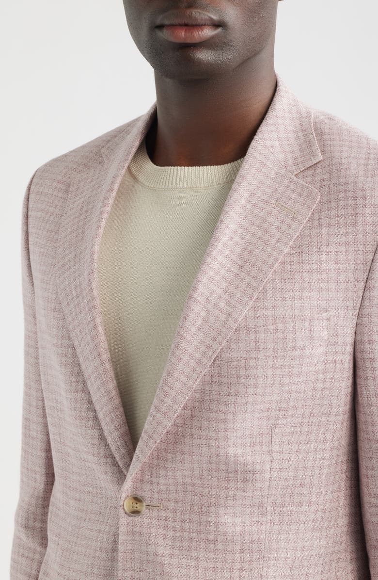 Peter Millar Hyperlight Soft Pink Check Linen Blend Sport Coat, Alternate, color, Pink
