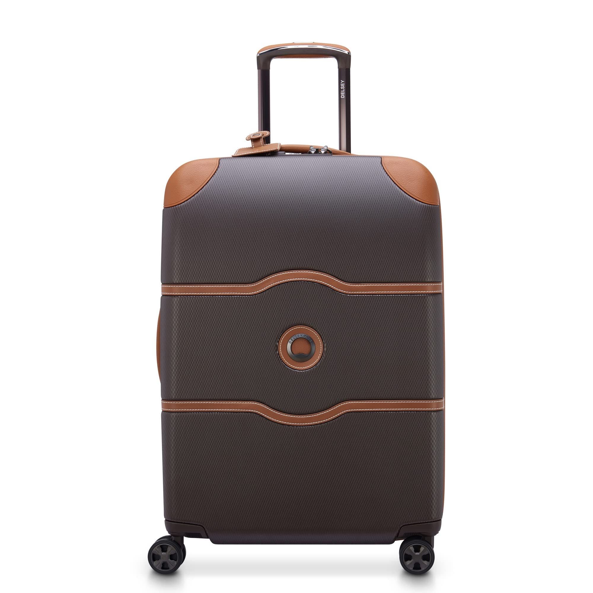 Delsey Paris Chatelet Air 2.0 Checked-Medium 24 Inch Hardside Luggage with Spinner Wheels, Main, color, Chocolate Brown