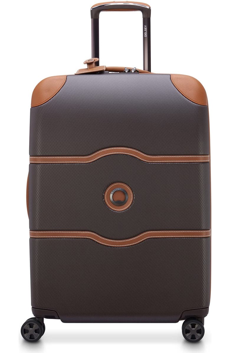 Delsey Paris Chatelet Air 2.0 Checked-Medium 24 Inch Hardside Luggage with Spinner Wheels, Main, color, Chocolate Brown