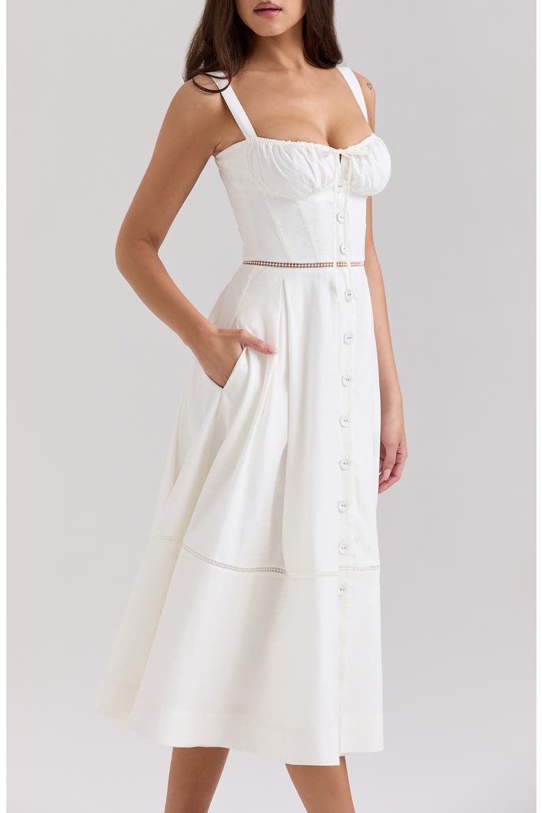 Chiarina Stretch Cotton Midi Sundress, Alternate, color, WHITE