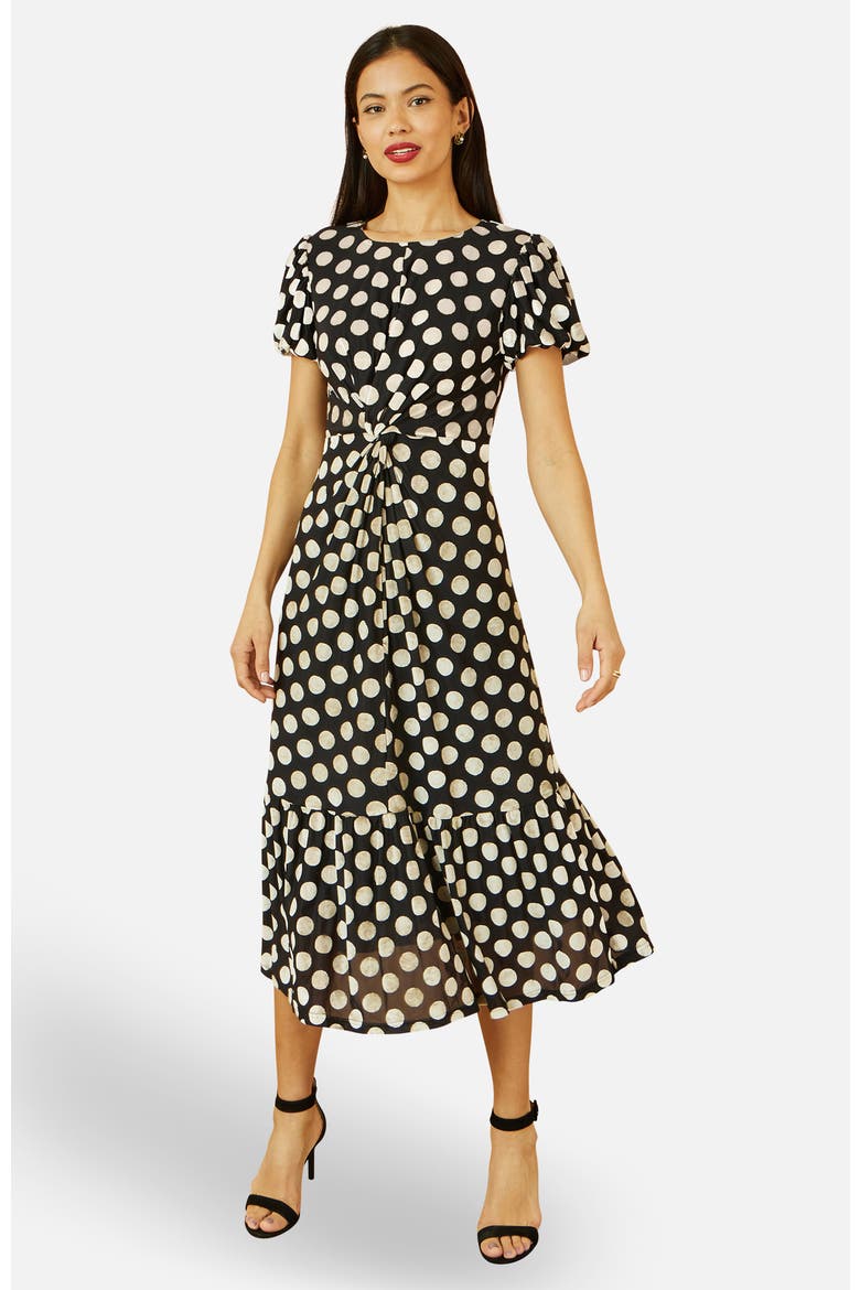 Velvet Twist Waist Midi Dress, Alternate, color, Black