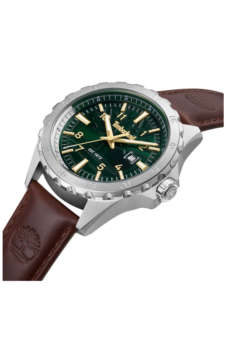 Day Pond Leather Strap Watch, 45mm, Alternate, color, DARK BROWN