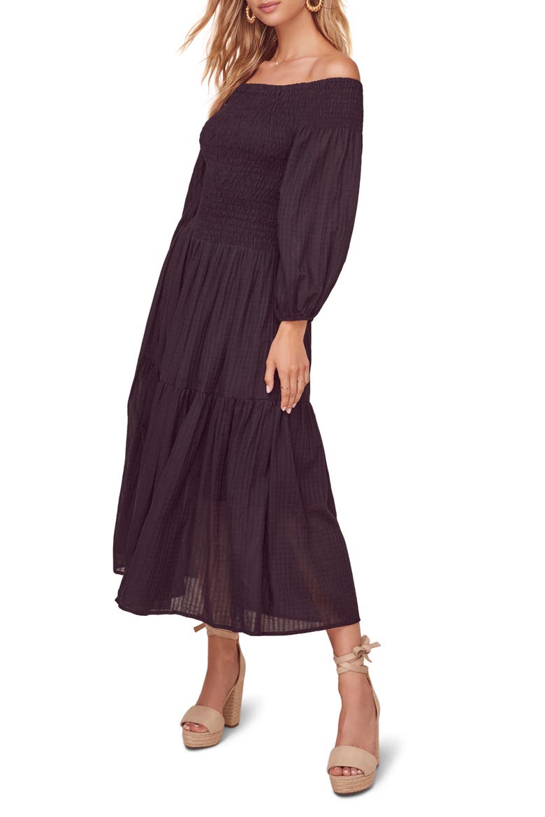 the Label Utopia Off the Shoulder Dress, Alternate, color, BLACK