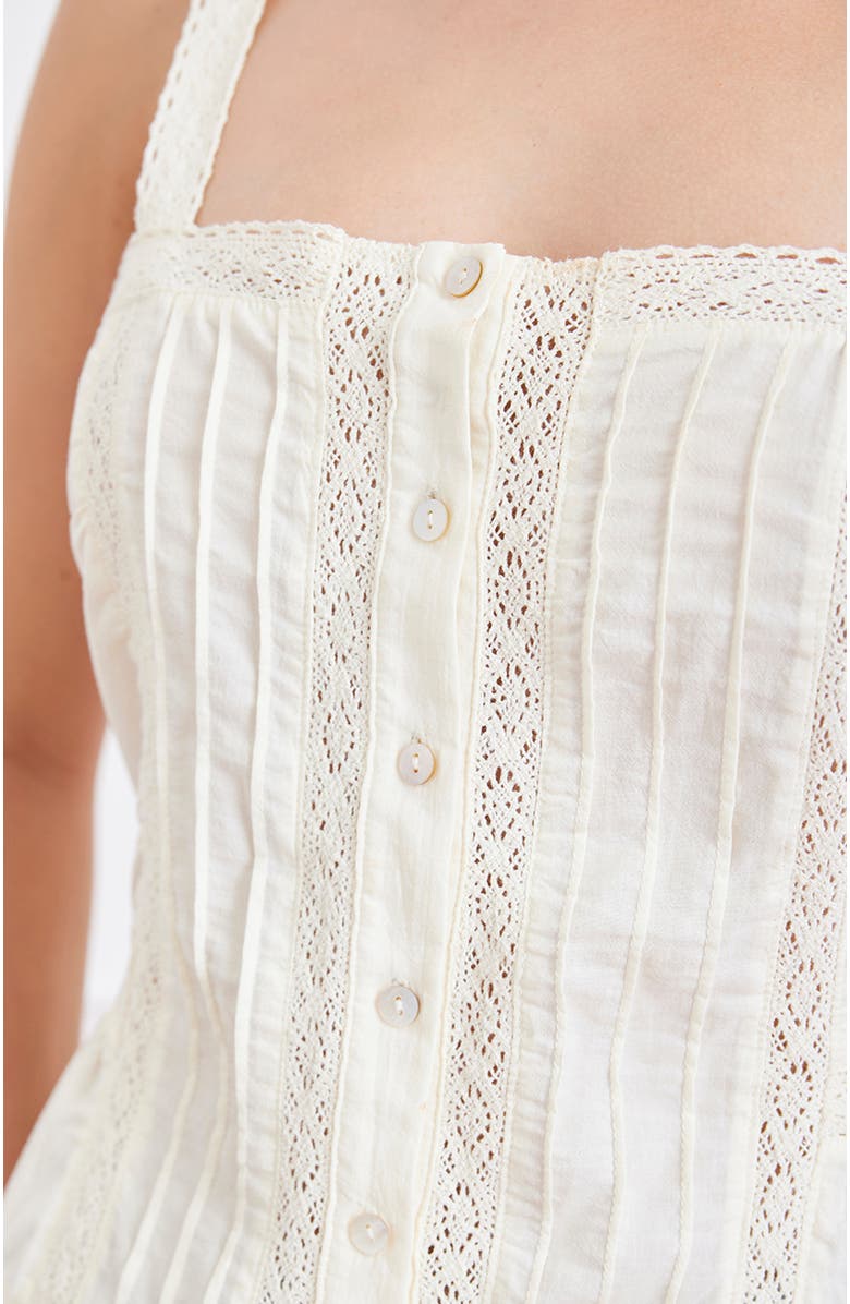 Paneros Clothing Louie Cotton Lace Inset Tank, Alternate, color, Cream