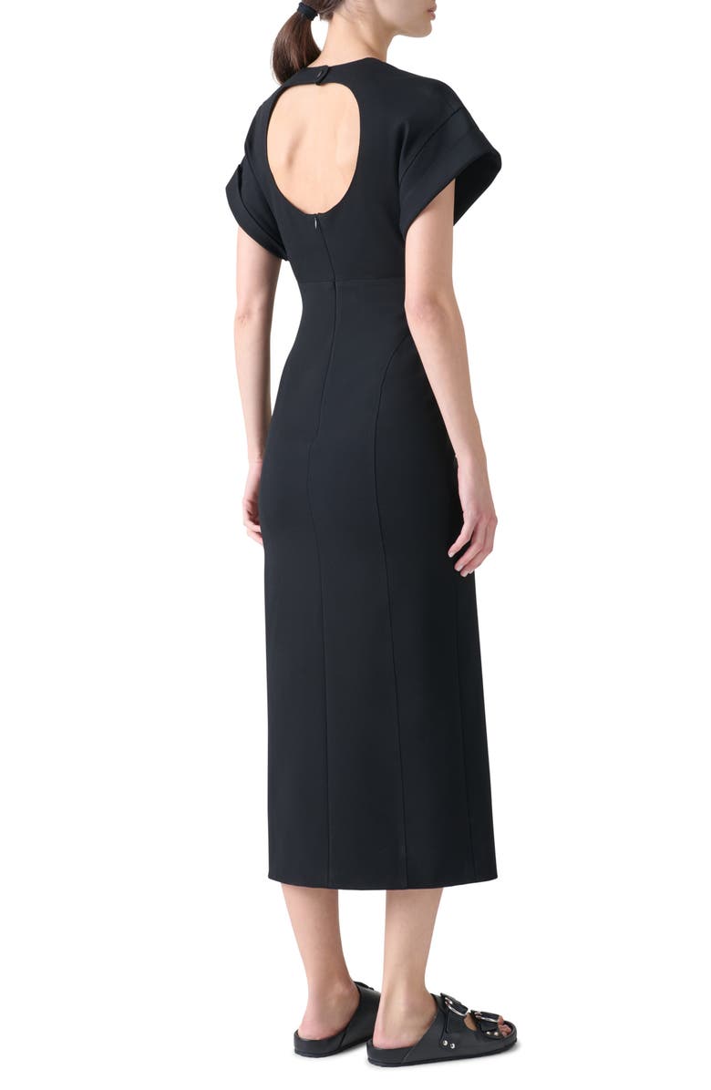 Akris punto Dot Cutout Back Dolman Sleeve Midi Dress, Alternate, color, Black