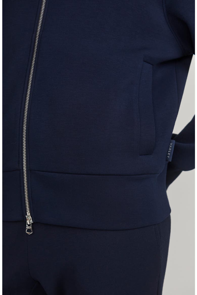 Tyde Mixed Media Zip Front Sweatshirt, Alternate, color, NAVY