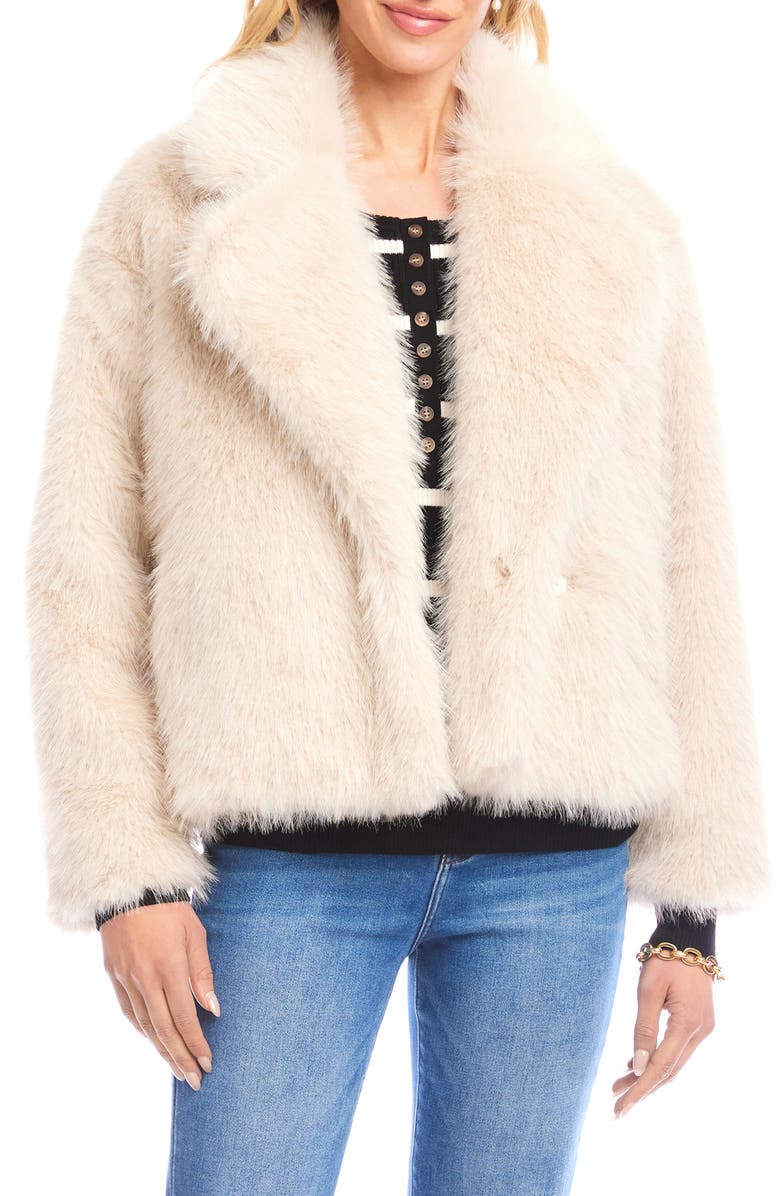 Karen Kane Faux Fur Crop Jacket, Main, color, Stone