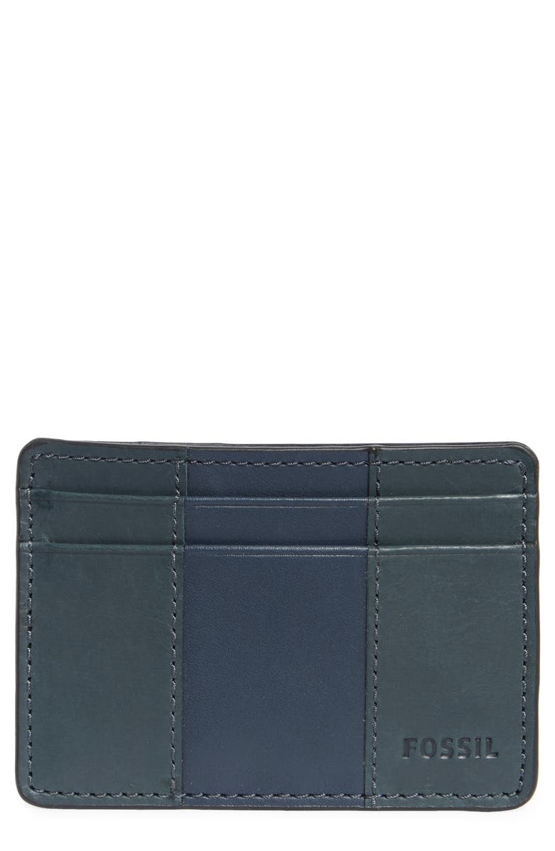 Fossil Everett Card Case, Main, color, Navy