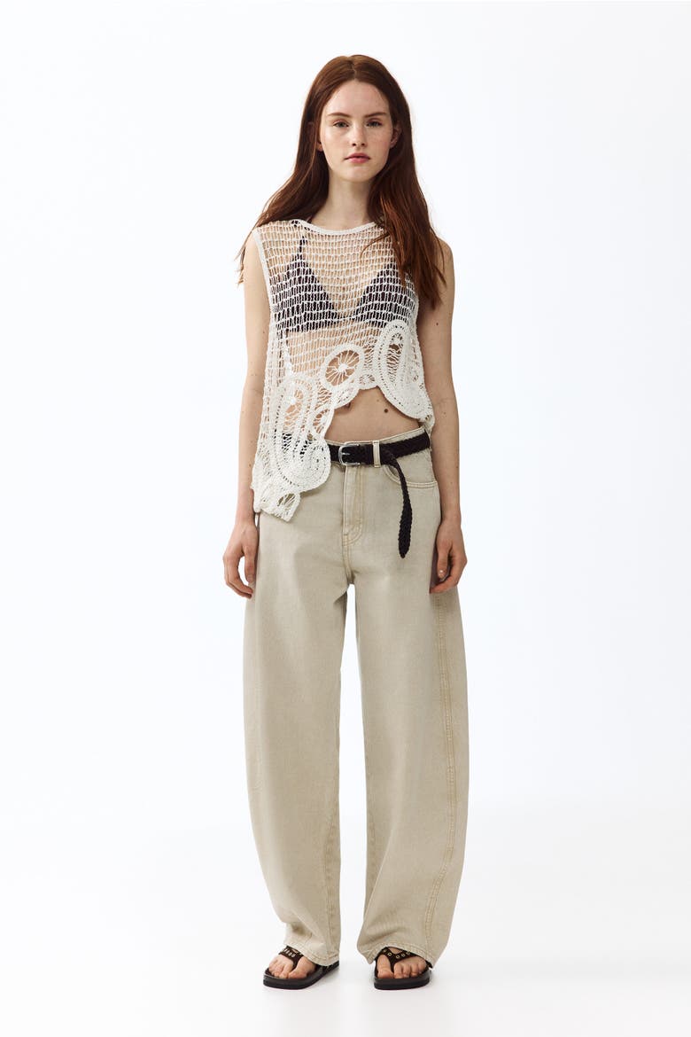 Baggy High Waist Jeans, Main, color, Light beige