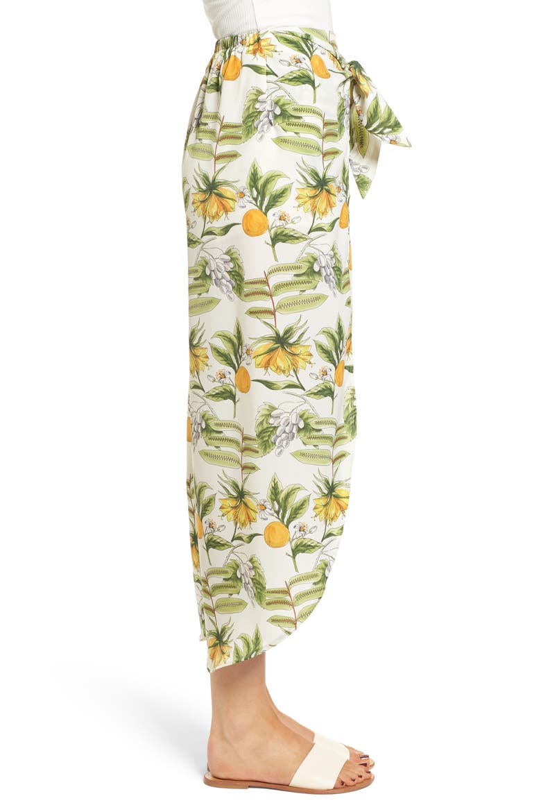 Limonada Citrus Print Split Culottes, Alternate, color, IVORY/ YELLOW