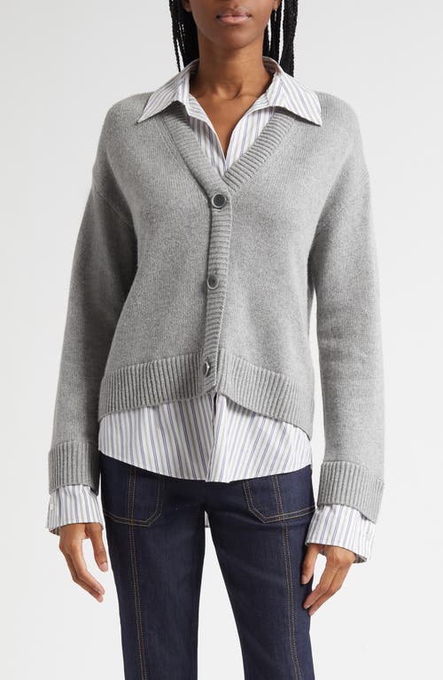 Cinq À Sept Megan Mixed Media Pullover Sweater In Gray