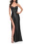 Stretch Satin Gown with Bustier Top and Lace Up Back