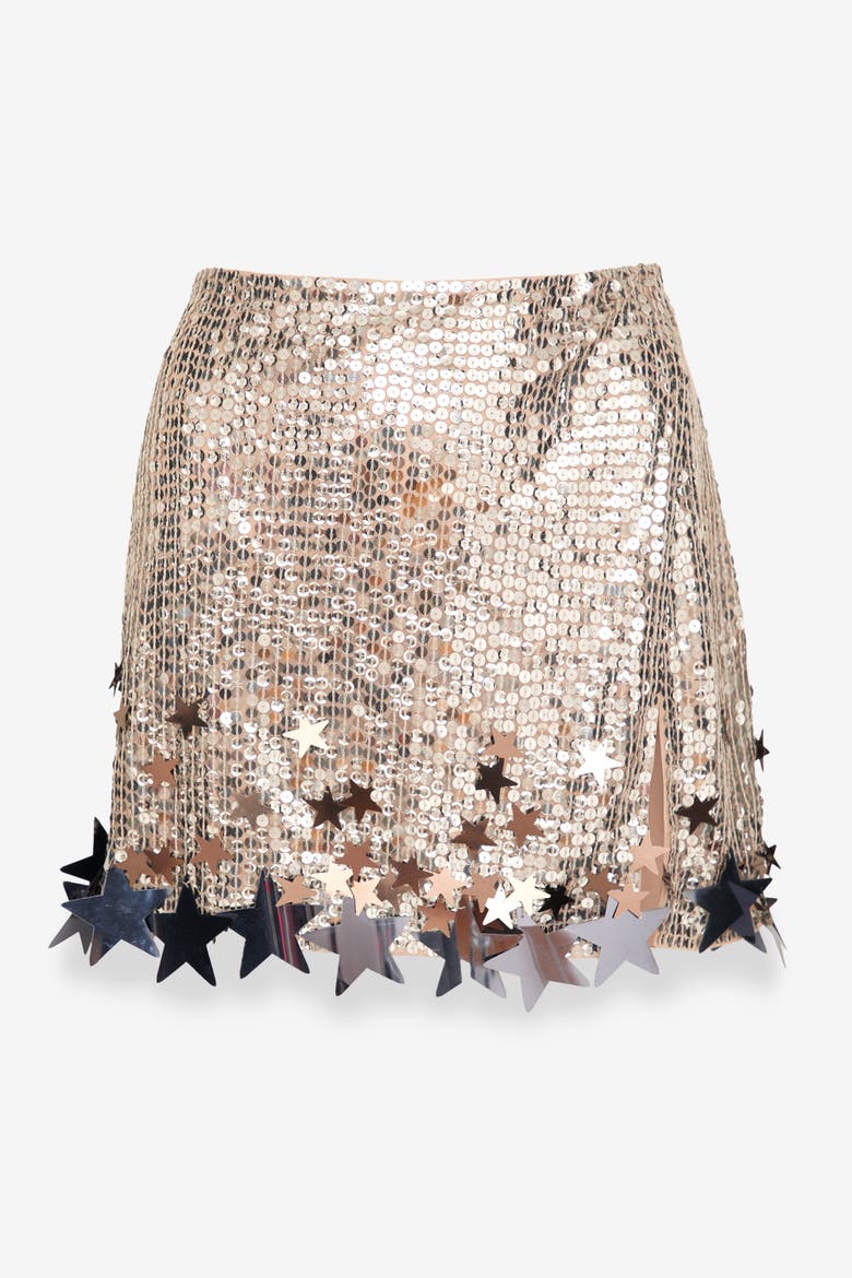 Limited Embellished Star Trim Mini Skirt, Alternate, color, Silver