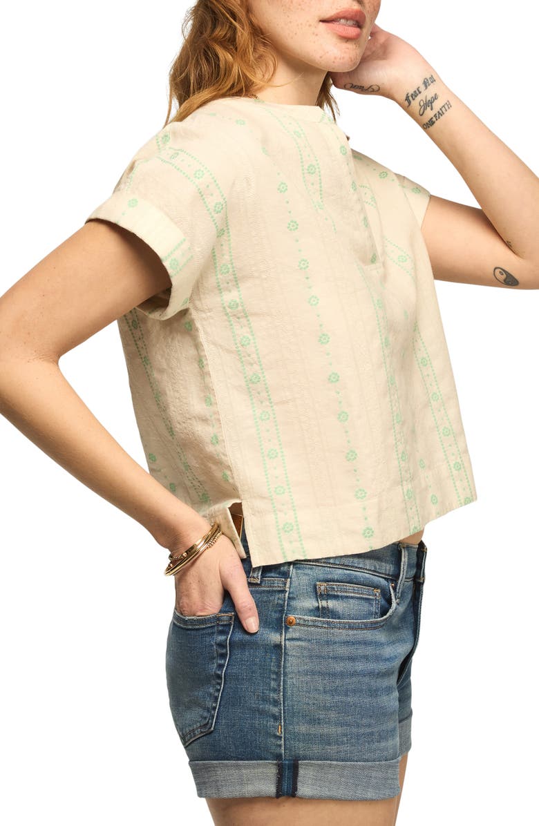 Lucky Brand Floral Stripe Woven Shirt, Alternate, color, Cream