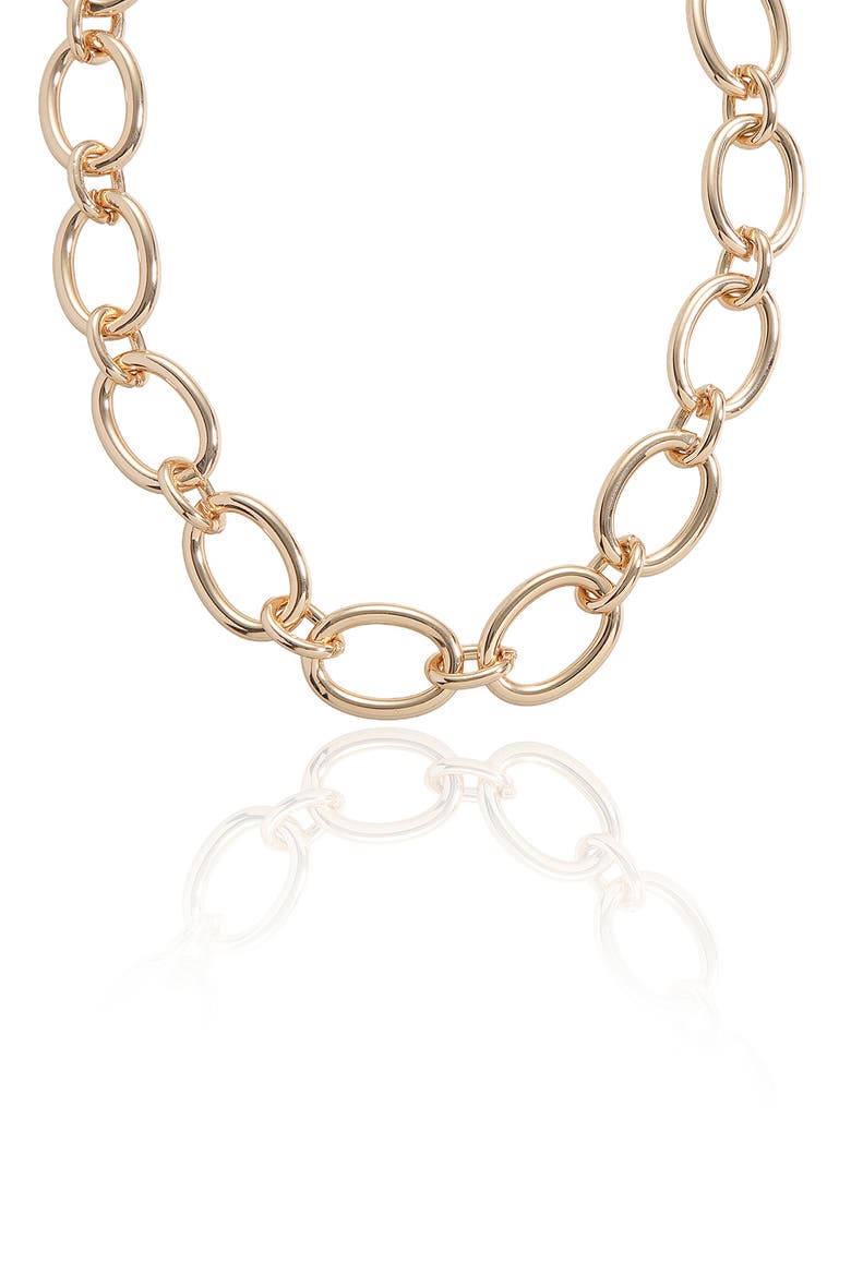 Large Oval Chain Necklace, Alternate, color, GOLD