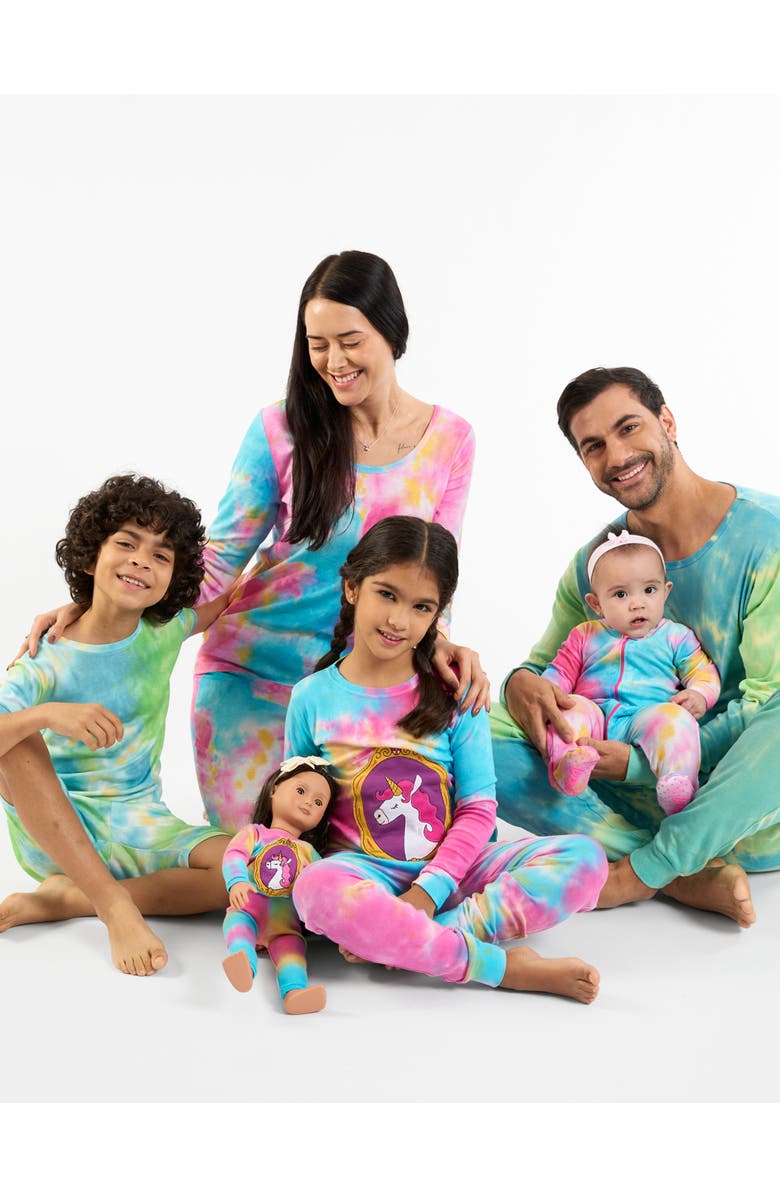 Leveret Footed Tie Dye Cotton Matching Family Pajamas, Alternate, color, Tie Dye Colorful