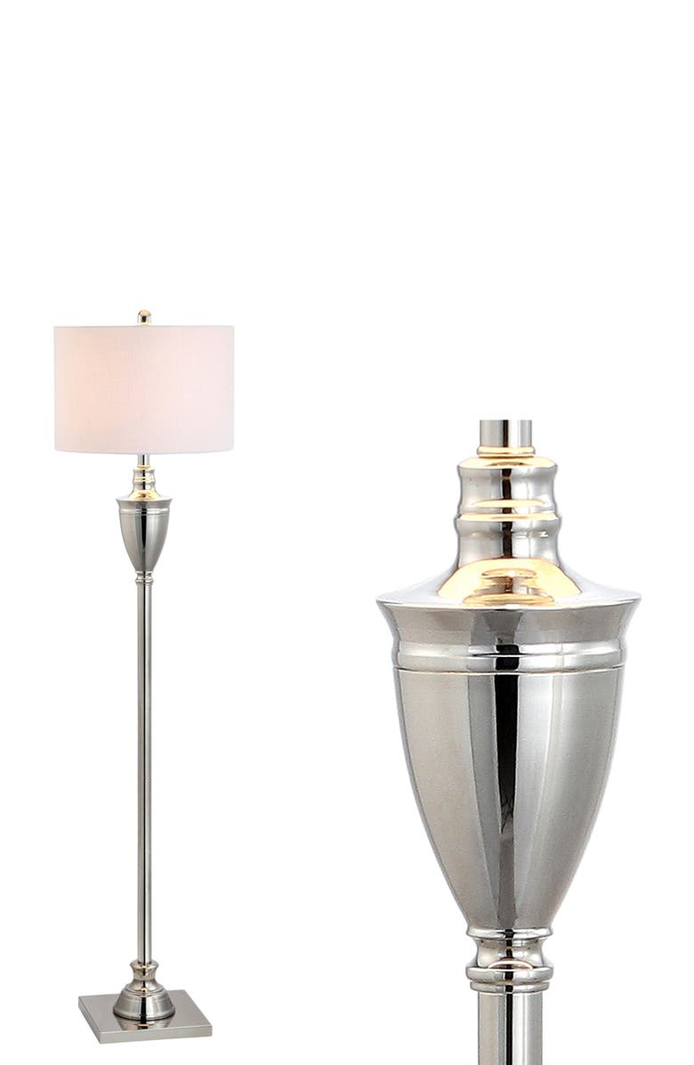 JONATHAN Y Othello 62" Metal LED Floor Lamp, Polished Nickel, Main, color, Polished Nickel
