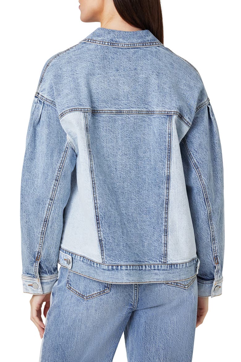 Colorblock Oversize Denim Trucker Jacket, Alternate, color, PACIFIC