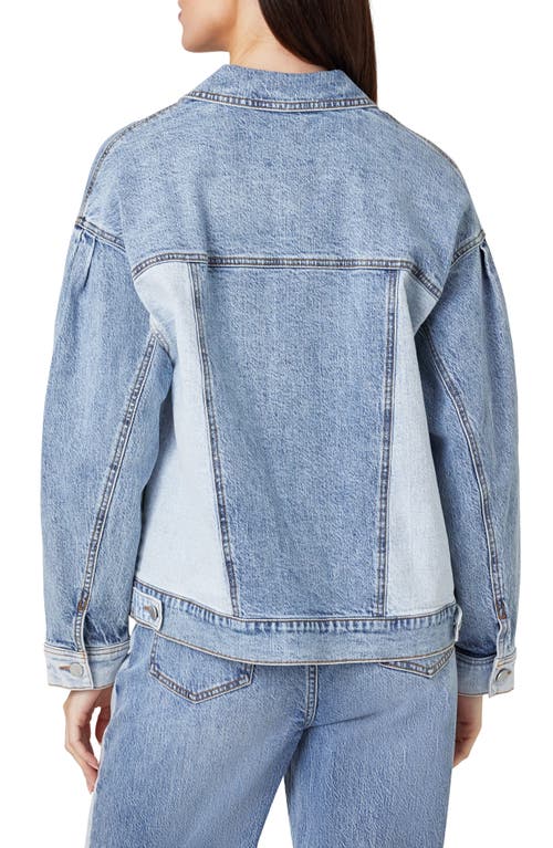 Habitual Colorblock Oversize Denim Trucker Jacket In Pacific