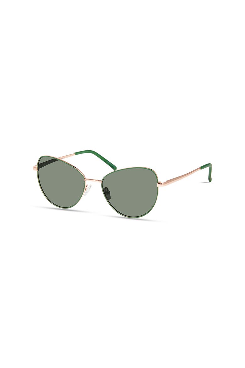 Heather Sunglasses, Alternate, color, Green/Rose Gold