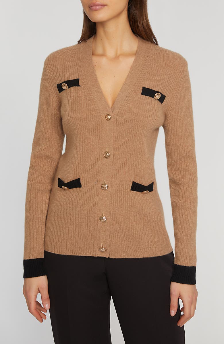 Elie Tahari The Draya Cashmere Cardigan, Main, color, Saddle Brown