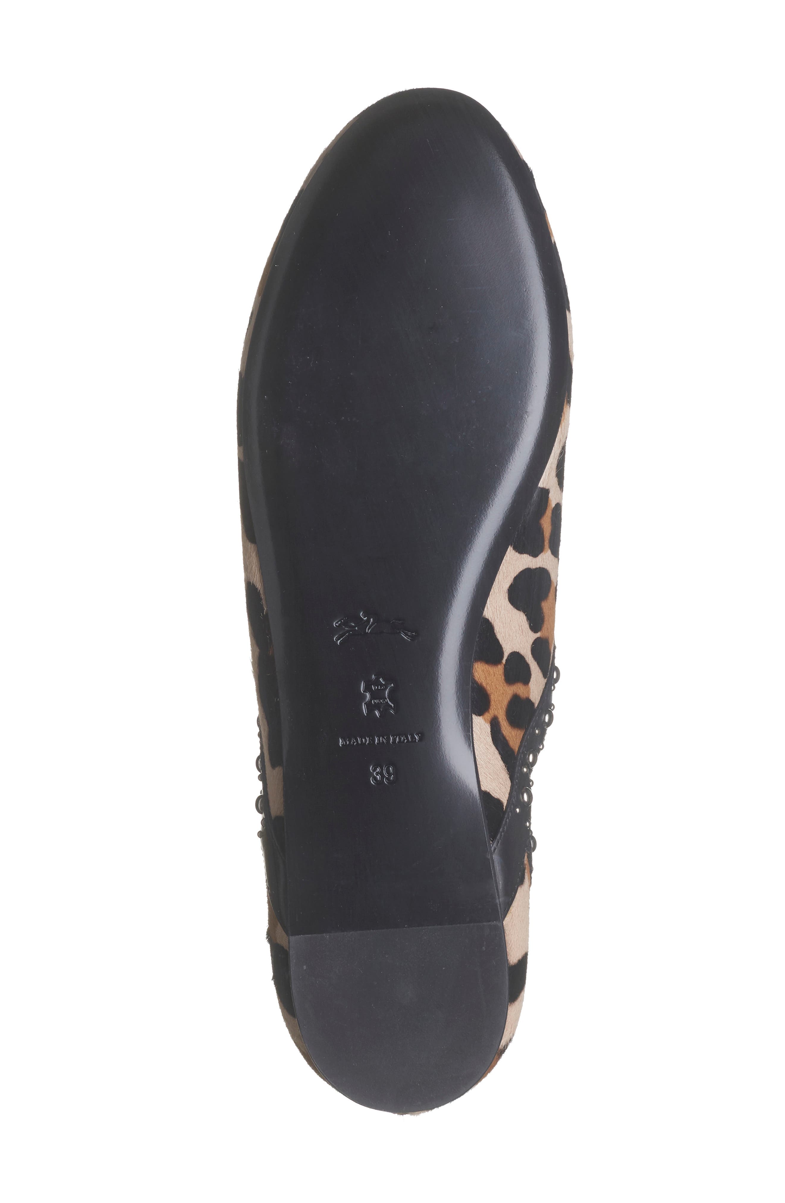 Longchamp Leopard Print Genuine Calf Hair Ballet Flat, Alternate, color, 