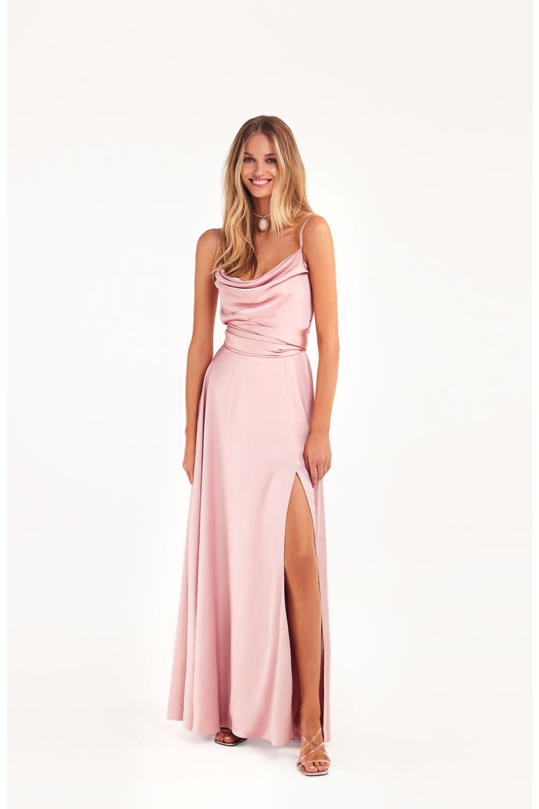 Boudoir Silk Slip Dress, Alternate, color, Misty Rose