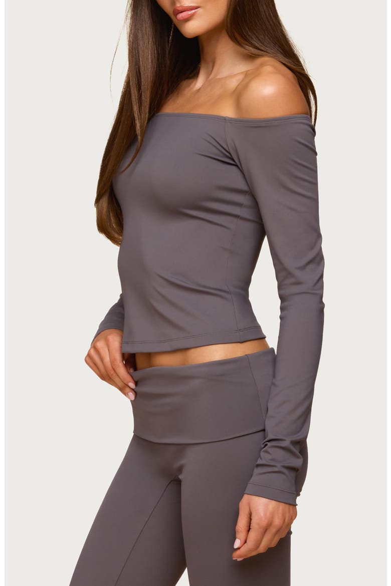 Tezia Off the Shoulder Long Sleeve Top, Alternate, color, GRAY