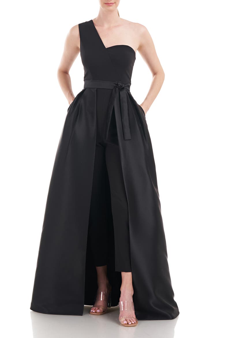Vera One-Shoulder Maxi Jumpsuit, Main, color, BLACK