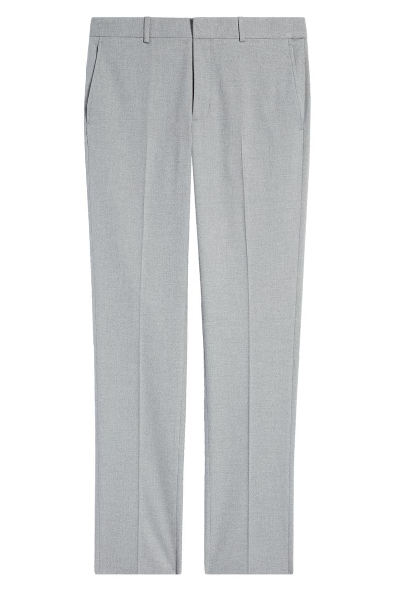 Flannel Trim Fit Trousers, Alternate, color, GREY HEATHER