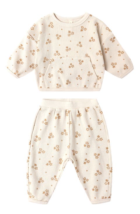 Star Print Waffle Knit Organic Cotton Sweatshirt & Joggers Set (Baby)