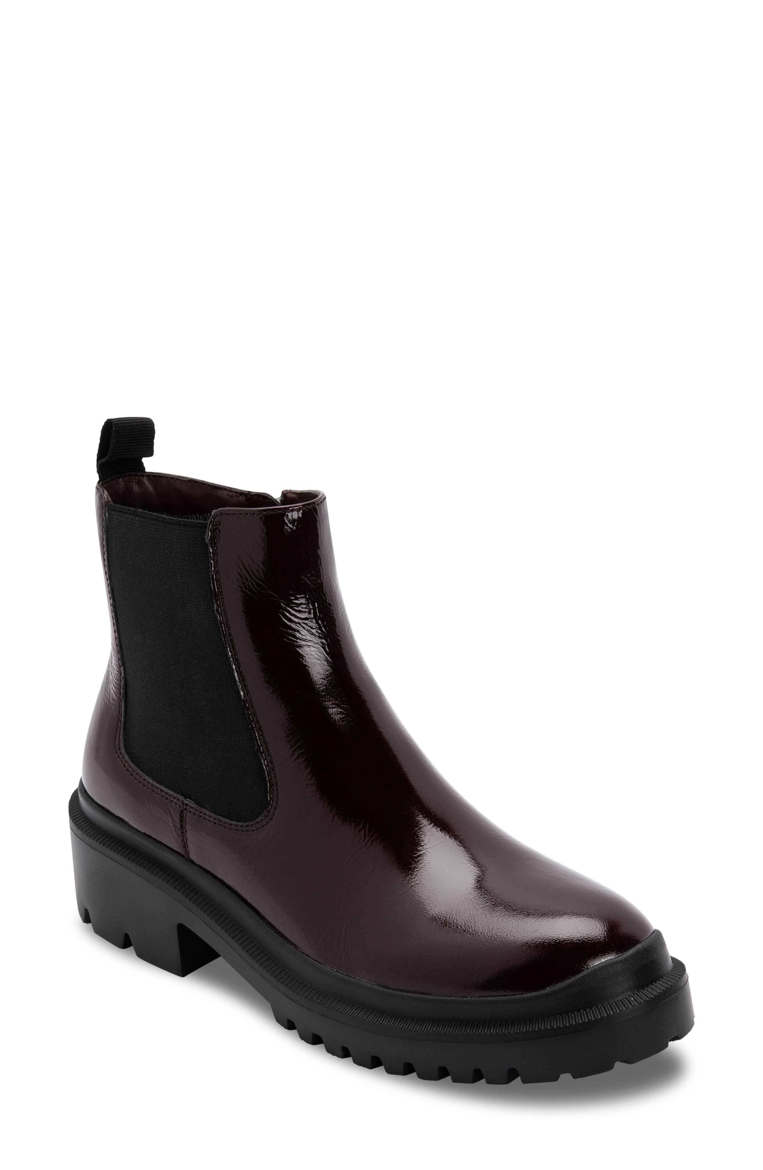 Cayla Waterproof Chelsea Boot, Main, color, BURGUNDY PATENT LEATHER